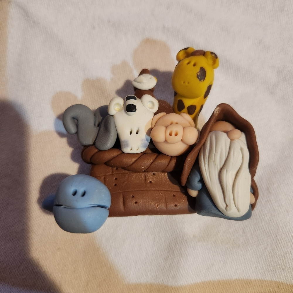 Handmade Noah’s Ark Clay Figurine | Folk Art Animals